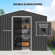 Metal Garden Storage Shed with Double Sliding Doors and Ventilation Slots Dark Grey Outsunny