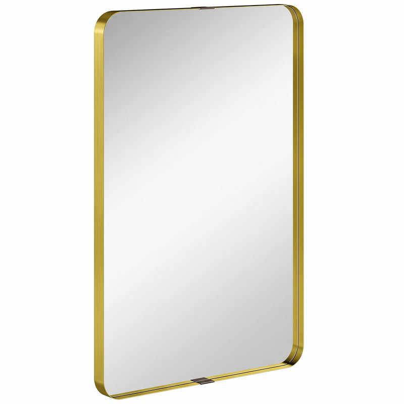 Wall Mirror Shatter Resistant with Deep Frame for Busy Homes Ready to Hang Gold Homcom