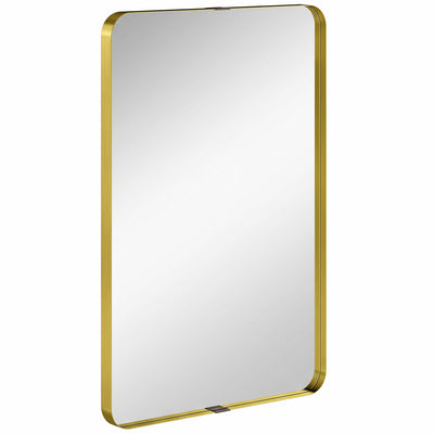 Wall Mirror Shatter Resistant with Deep Frame for Busy Homes Ready to Hang Gold Homcom
