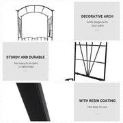 2 Seater Metal Garden Bench With Decorative Arch Ideal For Climbing Plants Black AOSOM