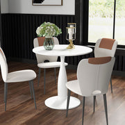 Modern Round Dining Table with Steel Base Space Saving Design for Small Spaces Grey