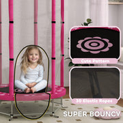 Pink 4.6ft Toddler Trampoline with Safety Net for Indoor and Outdoor Use Ages 3-6 by AIYAPLAY AOSOM