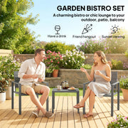 Garden Bistro Set for 2 with Weather-Resistant Chairs and Table for Patio or Balcony Outsunny