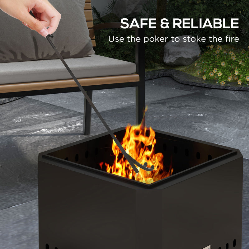 Smokeless Garden Fire Pit for Clean Outdoor Evenings Metal Construction Black Outsunny