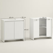 Under Sink Bathroom Cabinet With Shelf and Double Doors Freestanding Design, White