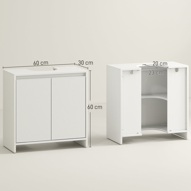 Under Sink Bathroom Cabinet With Shelf and Double Doors Freestanding Design, White