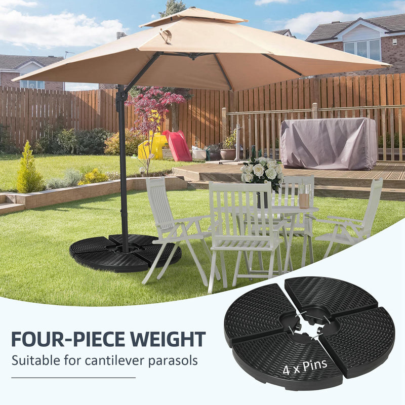 52kg 4 Piece Fillable Cantilever Parasol Base Set Ideal for Garden or Patio Use
