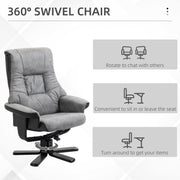 Recliner Swivel Armchair with Matching Footstool for Living Room Comfort Grey
