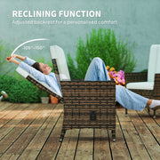 Cream Rattan Reclining Garden Chair with Cushion and Adjustable Backrest by Outsunny