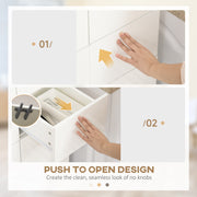 Freestanding 4 Door Kitchen Cabinet with Adjustable Shelves and Drawers for Storage White