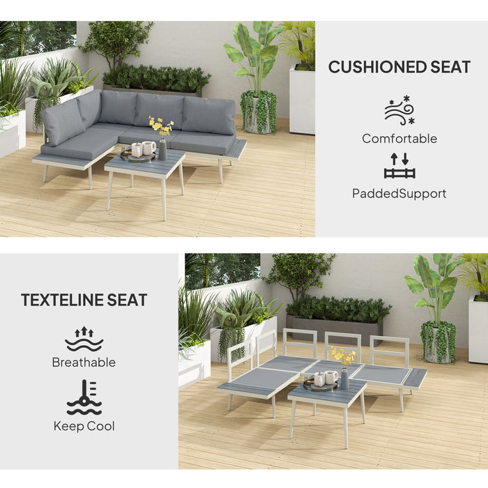 Grey 3 Piece Patio Furniture Set with Adjustable Lounger and Table by Outsunny