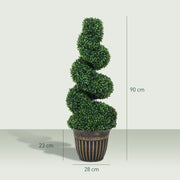 Set of 2 Spiral Boxwood Topiary Trees with Pots for Indoor or Outdoor Use 90cm Green