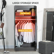 2 Door High Gloss Wardrobe With Hanging Rail And Shelf For Bedroom Storage Grey