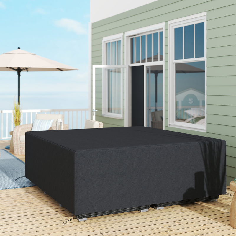 Black Waterproof Rattan Sofa Set Cover 600D Oxford Fabric UV Protection by Outsunny