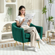 Velvet Shell Back Accent Chair With Padded Seat For Living Room Or Bedroom Green