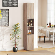 6 Tier Tall Bathroom Storage Cabinet with Shelves for Towels and Toiletries Natural AOSOM