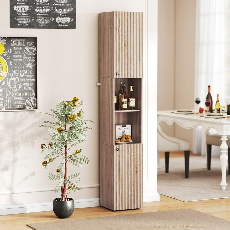 6 Tier Tall Bathroom Storage Cabinet with Shelves for Towels and Toiletries Natural AOSOM