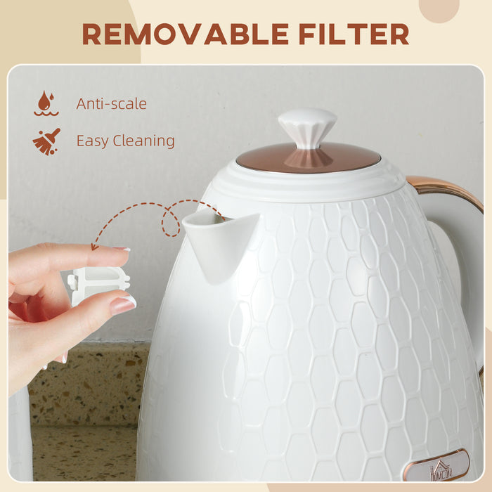 Cream 3kW Fast Boil Honeycomb Cordless  Kettle Fast Heating Lightweight Design by HOMCOM