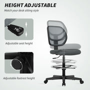 Ergonomic Mesh Standing Desk Chair with Adjustable Footrest for Office Comfort Charcoal Grey