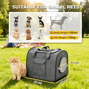 Foldable Cat Carrier Bag with Shoulder Strap and Removable Mat for Small Pets, Grey AOSOM
