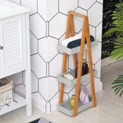 3 Tier Freestanding Bamboo Bathroom Shelf Unit A Frame Storage Organiser Natural