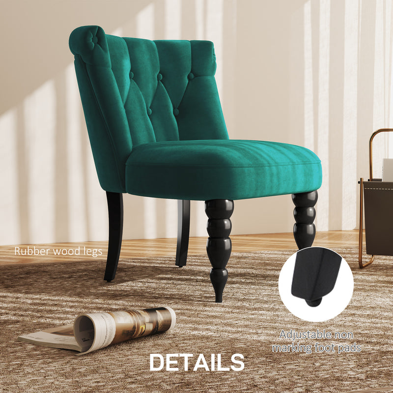 Set of 2 Velvet Wingback Accent Chairs with Button Tufting for Lounge or Bedroom, Dark Green