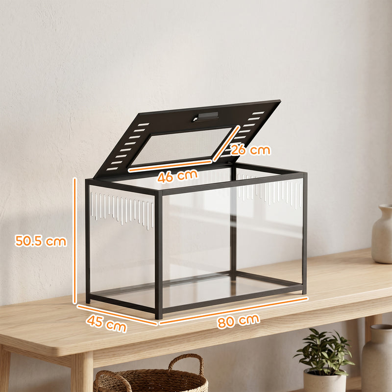 Hamster Cage With Deep Base for Digging and Easy Cleaning Black Transparent