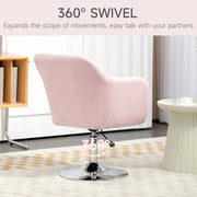 Swivel Accent Chair with Adjustable Height and Lumbar Support for Office or Bedroom Pink
