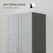 Grey Double Panelled Door Wardrobe with Shelves for Bedroom Storage by HOMCOM