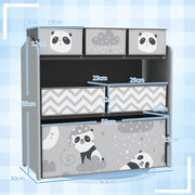 Grey Kids Toy Storage Unit with Six Fabric Bins for Bedrooms and Playrooms by ZONEKIZ