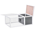 Guinea Pig Hutch with Pet Run and Water-Resistant Roof for Outdoor Use, Grey