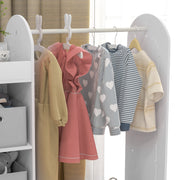 White Kids Clothes Rail with Storage Shelves Mirror and Boxes for Bedroom or Nursery by AIYAPLAY