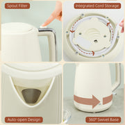 Cream White Cordless Kettle and Toaster Set 1.7L 3000W Fast Boil with 7 Browning Levels by HOMCOM
