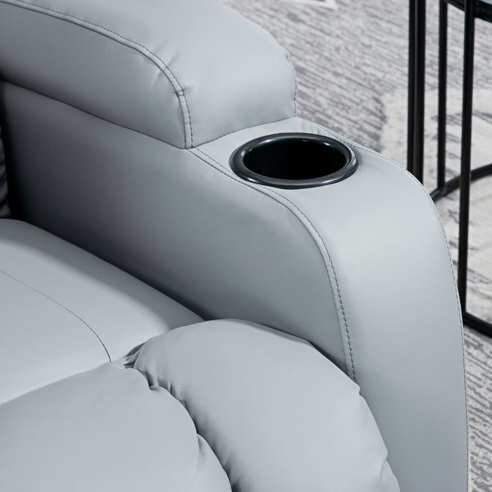 Light Grey Electric Massaging Recliner Chair with Heat Vibration Cup Holders and 360Â° Swivel by HOMCOM