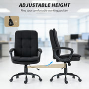 Ergonomic Office Chair With Double Padding And Linen Look Fabric For Home Workspaces Black AOSOM