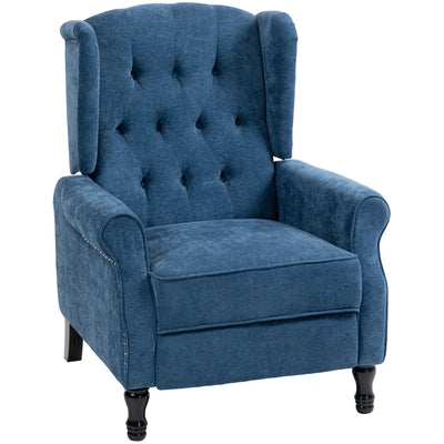 Vintage Reclining Armchair with Footrest 150 Degree Adjustable for Lounge Comfort, Royal Blue