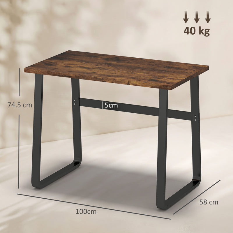 Home Office Desk with Spacious Tabletop and Sturdy Steel Legs for Study or Work Brown Black