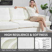 3 Seater Sofa with USB Charging Ports and Cup Holders for Living Room Cream White