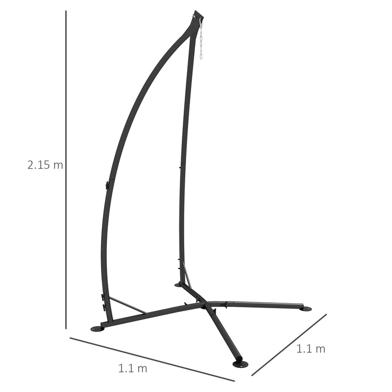 Black Heavy Duty Hammock Chair Stand With Chain For Indoor And Outdoor Hanging Use