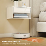 Floating Bedside Tables Set of 2 with Drawer and Shelf for Space Saving Storage High Gloss White AOSOM
