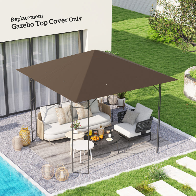 Brown 3 x 3m Gazebo Canopy Replacement Cover Water-Resistant with Drain Holes by Outsunny