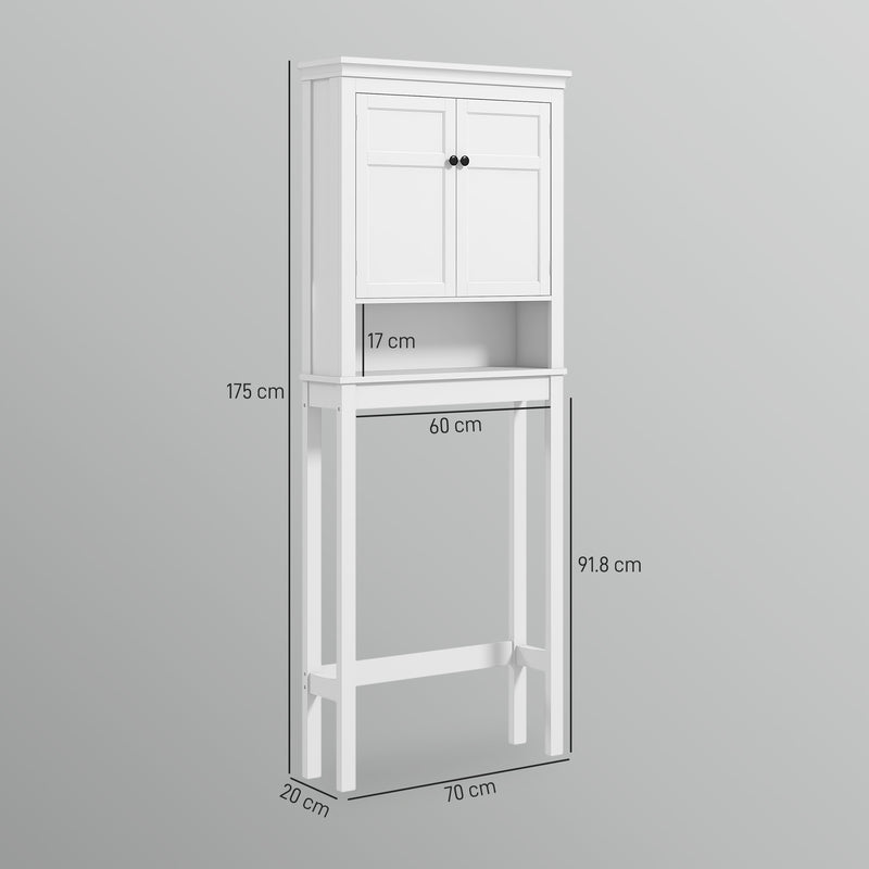 White Over Toilet Storage Cabinet Bathroom Organiser With Shelves by HOMCOM
