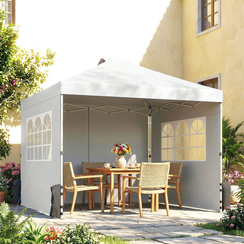 3x3m Pop Up Gazebo with Sidewalls and Windows for Outdoor Events and Shelter Outsunny