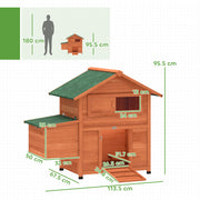 Wooden Chicken Coop for 2 with Nesting Box and Weatherproof Roof for UK Gardens Orange AOSOM