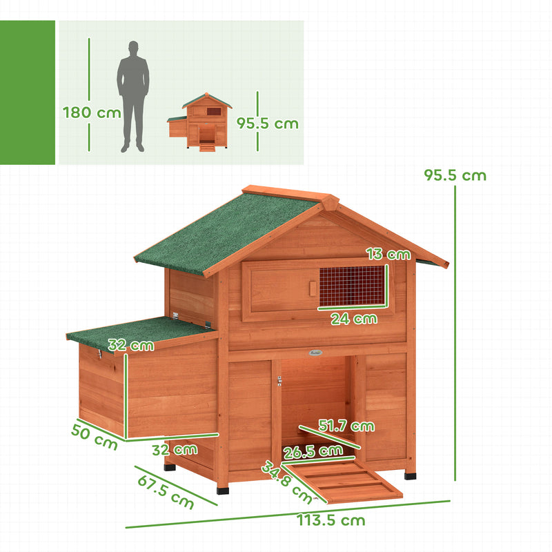Wooden Chicken Coop for 2 with Nesting Box and Weatherproof Roof for UK Gardens Orange AOSOM