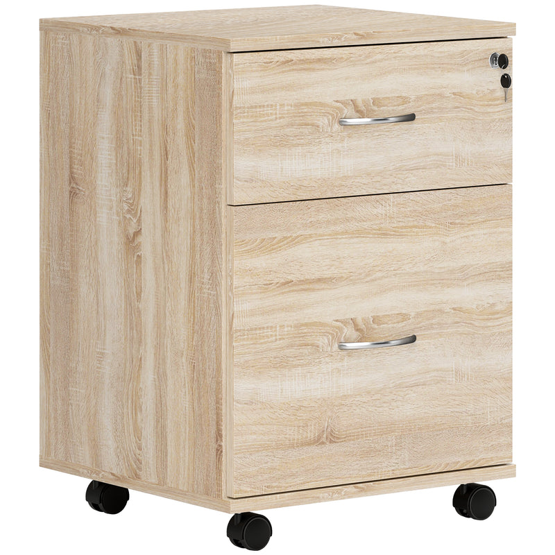 Two Drawer Lockable Filing Cabinet Wood Effect for Home Office by HOMCOM