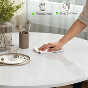 Round High Gloss Dining Table With Metal Legs Ideal For Kitchen Or Living Room White