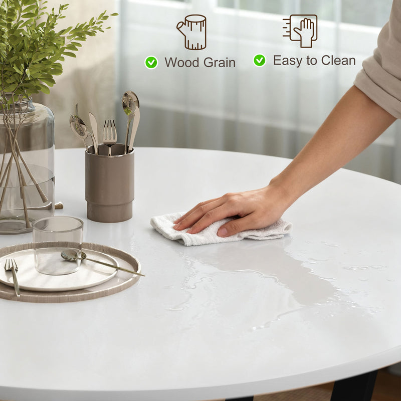 Round High Gloss Dining Table With Metal Legs Ideal For Kitchen Or Living Room White