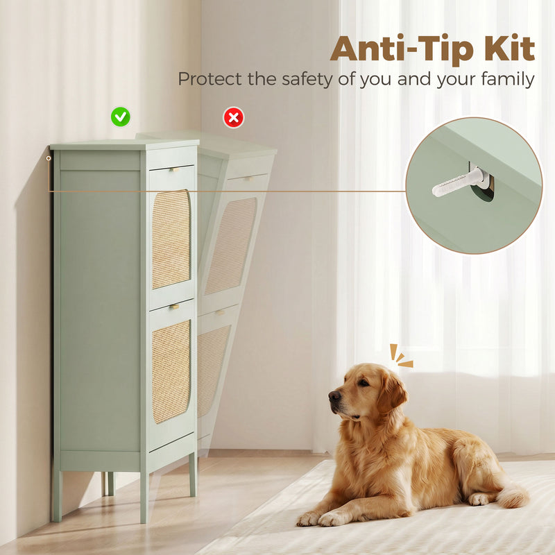 Shoe Storage Cabinet for Narrow Hallways with Flip Drawers and Adjustable Shelves Light Green