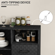 Black Sideboard Storage Cabinet with Adjustable Shelf Drawers and Open Compartment by HOMCOM